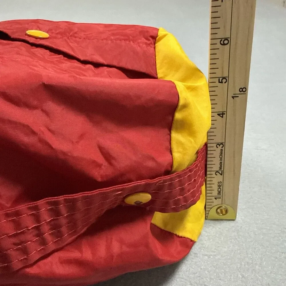 Vintage Red & Yellow Snap-Top Nylon Duffel Gym Bag, Personalized Bag